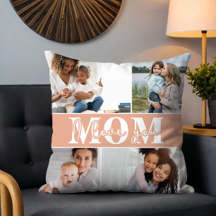Coussin Mignonne Je T'AIME MOM Fête des Mères Photo Jeter 