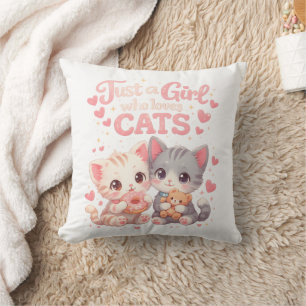 Coussin Mignonne Juste une fille qui aime les chats Mignon