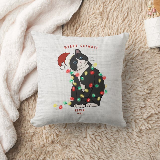 Coussin Mignonne Personnalisée Merry CatMus Drôle Noël (Couverture)