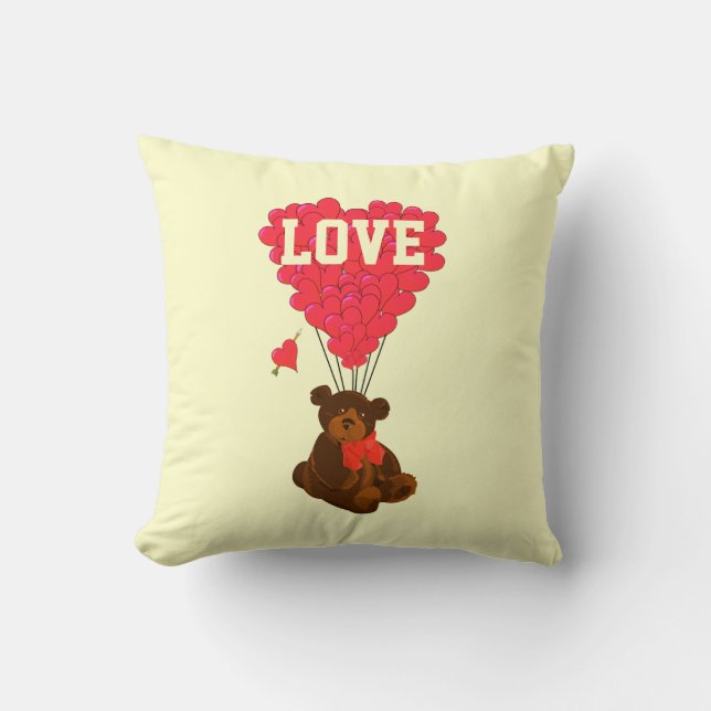 Coussin Mignonne romantique ours en peluche valentines amo (Recto)