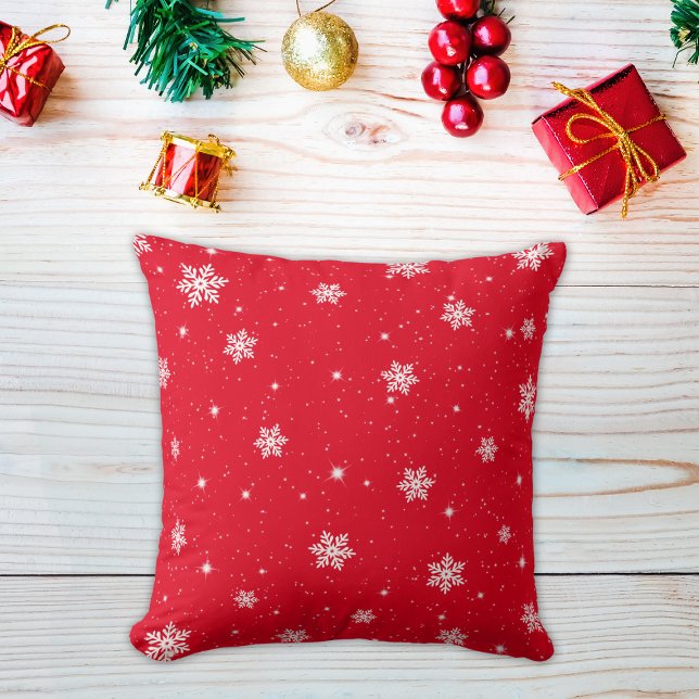 Coussin Mignonne rouge Noël Étoiles Motif des flocons de n (Créateur téléchargé)