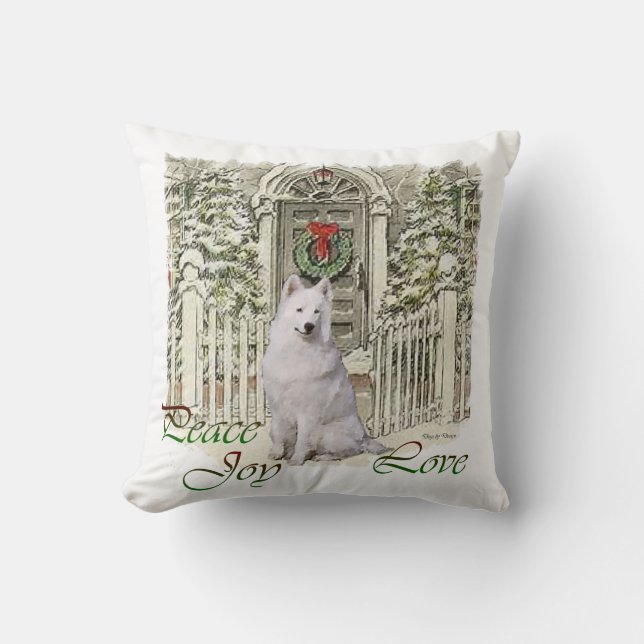 Coussin Mignonne Samoyed Amateurs Noël (Recto)