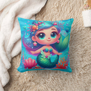 Coussin Mignonne sirène sous-marine