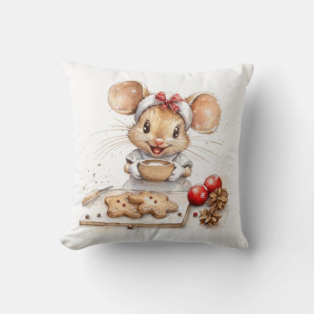 Coussin Mignonne souris Chef Noël (Recto)