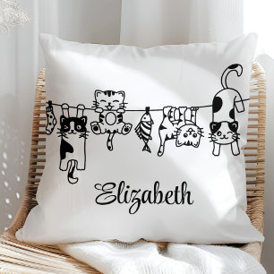 Coussin Mignons chatons suspendus avec nom personnalisé