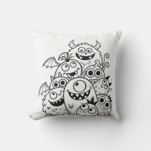 Coussin Mignons personnages de dessin animé monstre illust