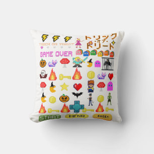 Coussin Mikitiez vidéo pixel halloween chauve-souris éffra