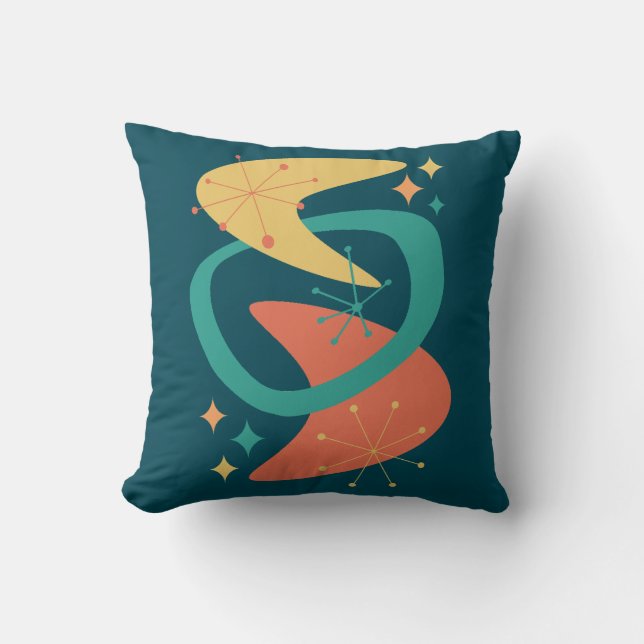 Coussin Milieu du siècle Ère atomique 7 Charbon de bois (Recto)