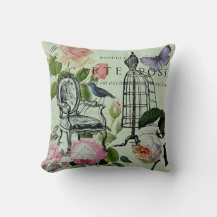 Coussin minder vintage french rose butterfly paris