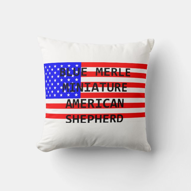 Coussin mini aussie nom sur flag blue merle (Recto)