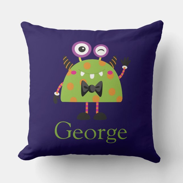Coussin Mini Monstre, bleu vert, enfants, enfants (Recto)