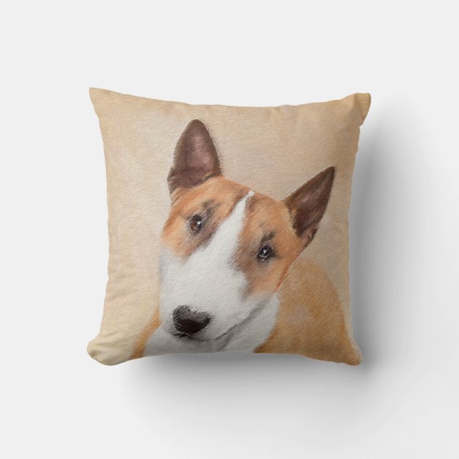 Coussin Miniature Bull Terrier Peinture - Jolie Original D (Recto)
