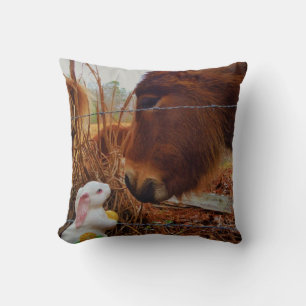 Coussin Miniature cheval Brown et lapin de Pâques