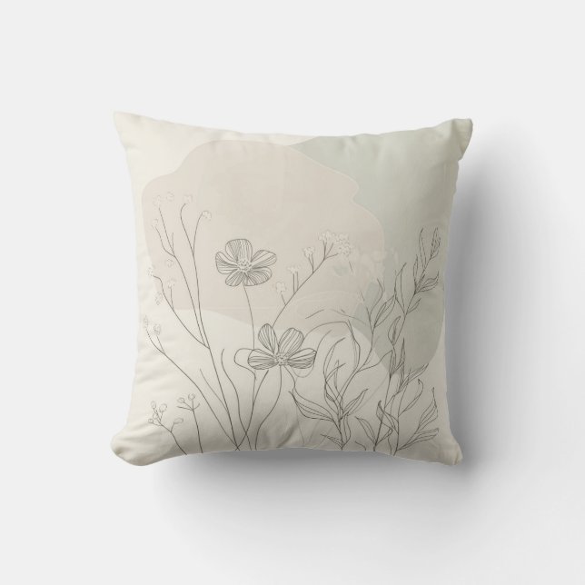Coussin Minimal Botanical Decor – Abstract Wildflower Line (Recto)