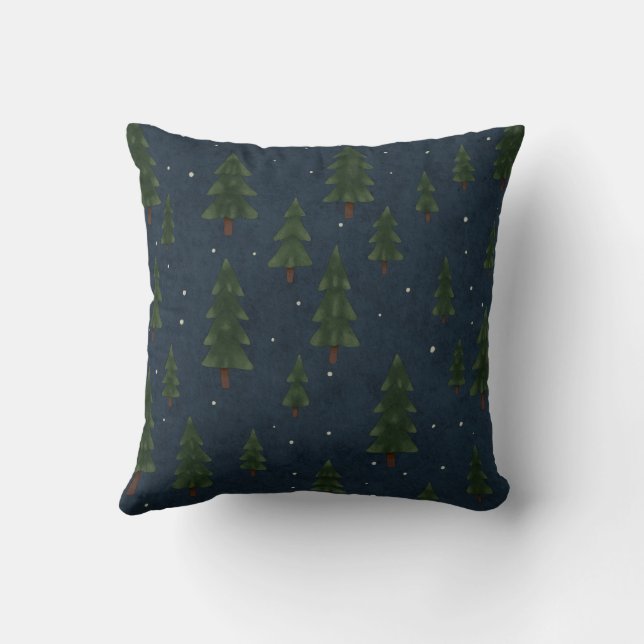 Coussin Minimal Winter Pine Tree Pattern Throw Pillow (Verso)
