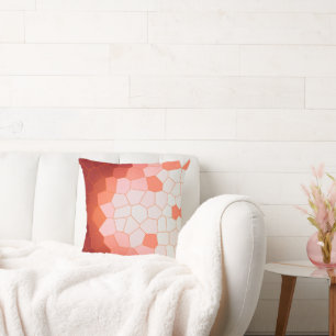 Coussin Minimalisme Art Abstrait Corail Rouge Blanc Cellul