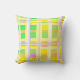 Coussin Minimalisme Art Abstrait Jaune Vert Blocs pourpres