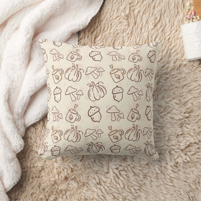 Coussin Minimalist Autumn Doodle Pattern Decorative Throw  (Couverture)