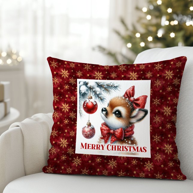 Coussin Minimalist Baby Deer Cozy Winter Kids Room Decor   (Minimalist Baby Deer Cozy Winter Kids Room Decor Christmas Pillow)