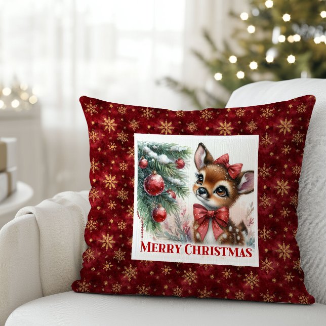 Coussin Minimalist Baby Deer Snowy Forest Kids Gift Xmas (Minimalist Baby Deer Snowy Forest Kids Gift Christmas Pillow

)