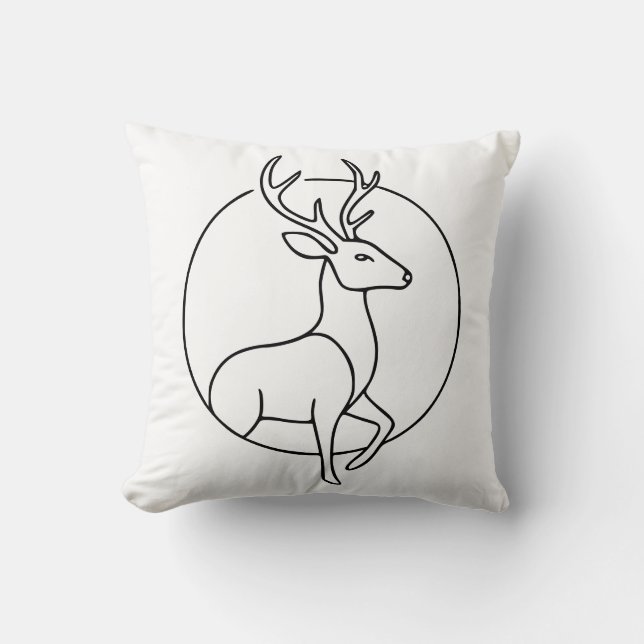 Coussin Minimalist Deer Line Art – Forest Animal Art (Recto)