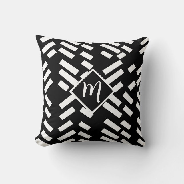 Coussin Minimalist Diagonal Striped Pattern, Monogram (Recto)