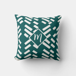 Coussin Minimalist Diagonal Striped Pattern, Monogram