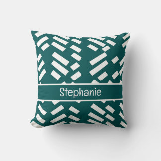 Coussin Minimalist Diagonal Striped Pattern With Name