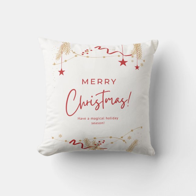 Coussin Minimalist Merry Christmas Typography Throw Pillow (Recto)