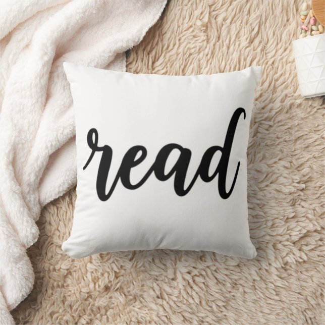 Coussin Minimalist Modern Cursive "read" Calligraphy (Couverture)