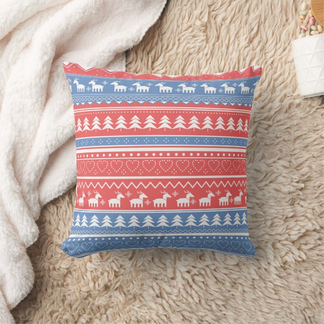 Coussin Minimalist Red & Blue Christmas - Unique Pattern (Couverture)