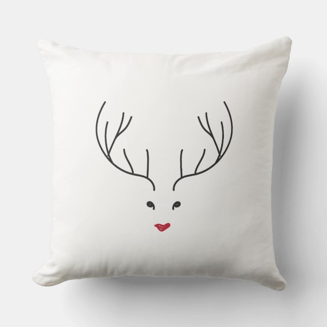 Coussin minimalist reindeer face (Recto)