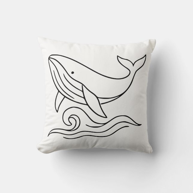 Coussin Minimalist Whale Line Art – Ocean Animal  (Recto)