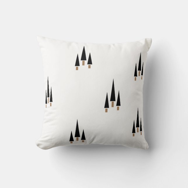 Coussin Minimaliste de l'arbre de Noël noir et blanc (Recto)
