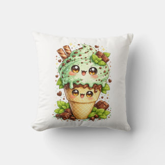 Coussin Mint Chocolate Chip Ice Cream Cone Kawai Cushion 