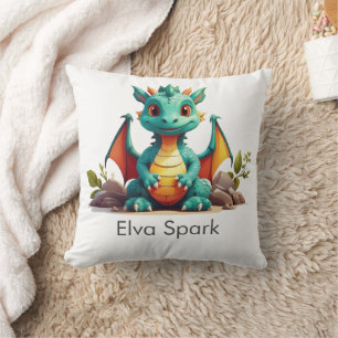 Coussin Mint Green Baby Dragon Imaginaire personnalisé