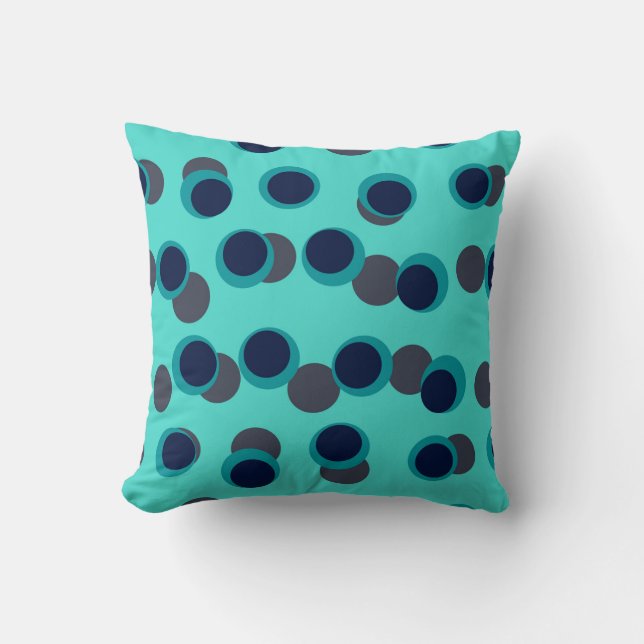 Coussin Mint & Navy Retro Orbit (Recto)