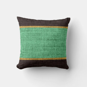 Coussin Mint vert et Brown Rustic Burlap Jute Arrière - pl