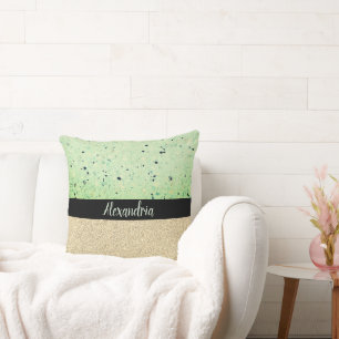 Coussin Minty Terrazzo Gold Sparkly Personnalisé