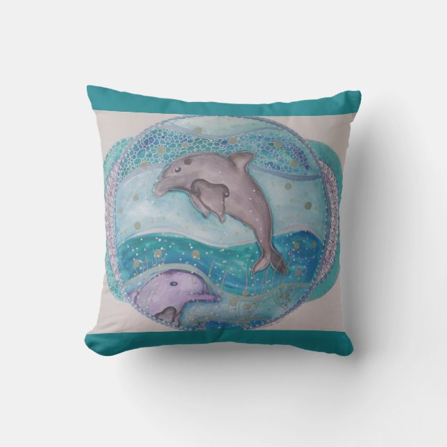 Coussin Miroiter des dauphins (Recto)