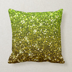 Coussin Miroiter les parties scintillantes vert clair d'or