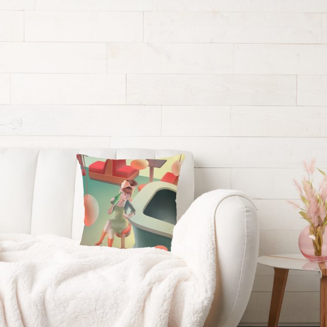 Coussin Miss Meow : Bar & Art du cocktail de nuit rétro (Canapé)