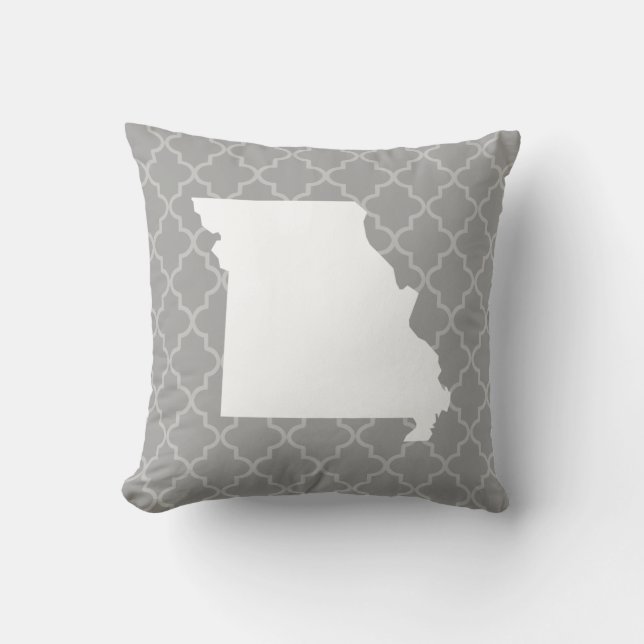 Coussin Missouri Home State Grey Quatrefoil Jeu d'oreiller (Recto)