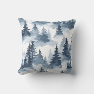Coussin Misty Blue Watercolor Forest