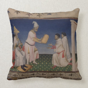 Coussin Mme Fr 2810 f.3v Kublai Khan (1214-94) donnant son