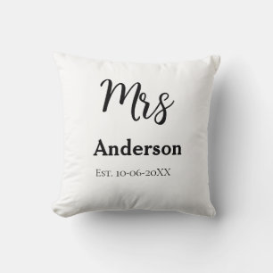 Coussin Mme jeune mariée épouse nom date année env. Simple