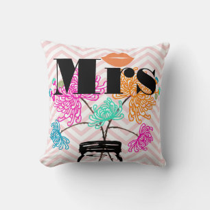 Coussin Mme Lips rose pâle Zig Zag Mason Jar