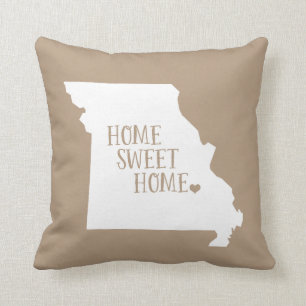 Coussin Mocha Brown Missouri Home Sweet Home State