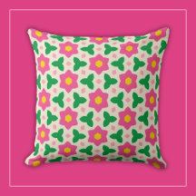 Mod Fleurs Rose Chaud avec Motif Floral Géométriqu