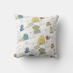 Coussin Modèle de bande dessinée vintage de Sesame Street